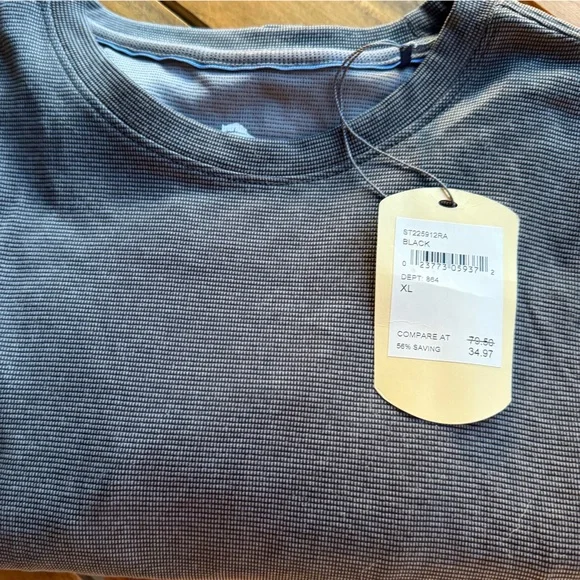 Tommy Bahama Men's Short Sleeve Performance Shirt - Black & White Pattern - Picture 2 of 4